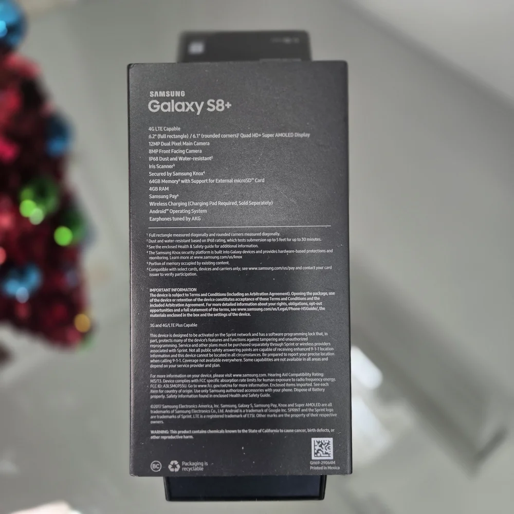Samsung Note8 Packaging in Black and Blue EMPTY BOX ONLY NO PHONE